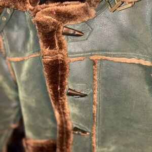 Jordan Craig Green Military Field Jacket with Brown Fur Trim